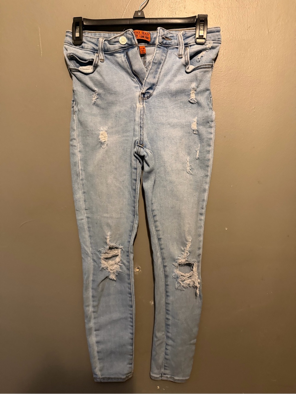 Wax Jean Light Blue Distressed Skinny Jeans
